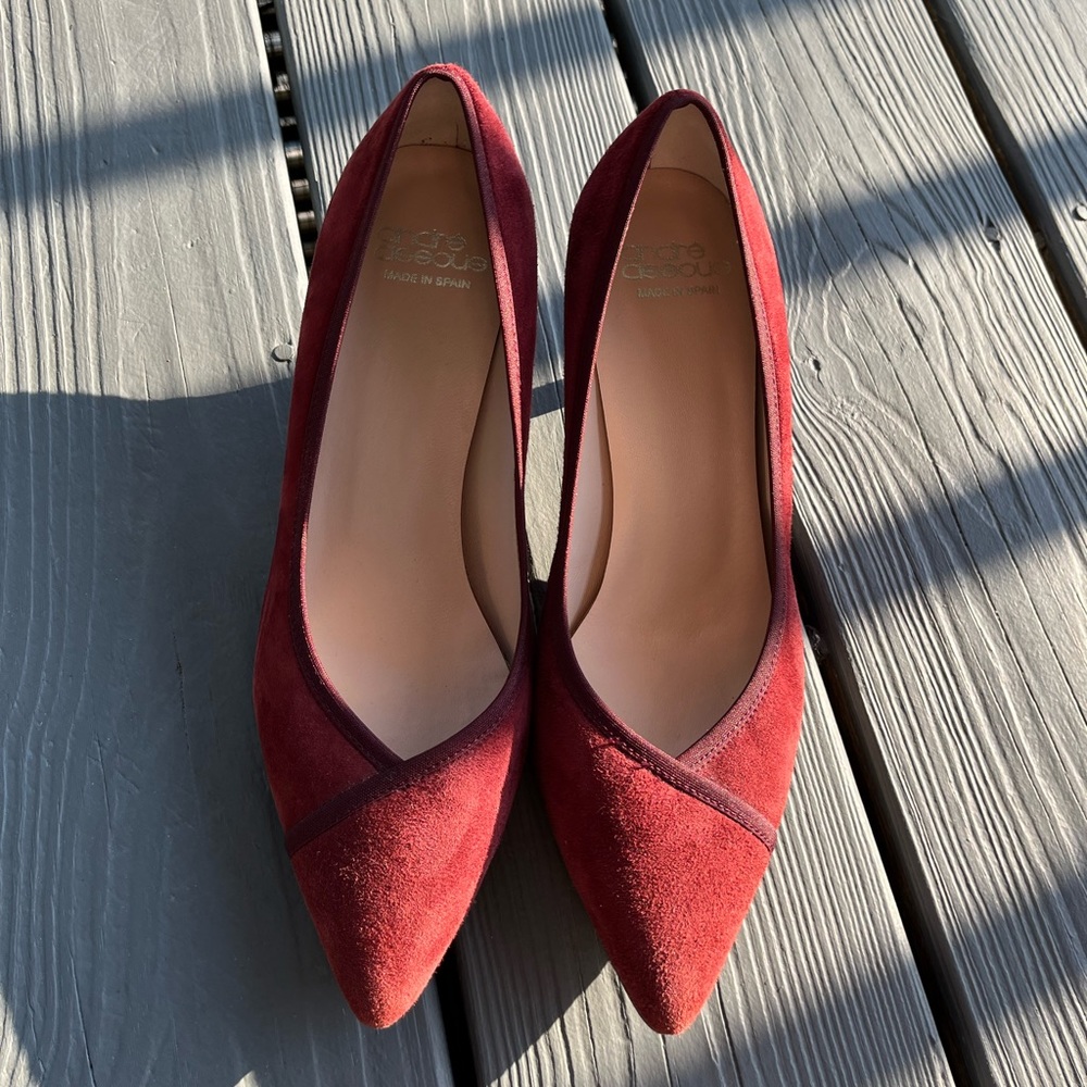 Andre Assous Maroon Suede Pointed Toe Heels